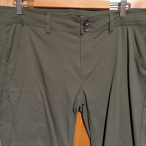 Prana Halle Pant Convertible Capri Hiking Olive Green Sz 16 - Picture 3 of 10